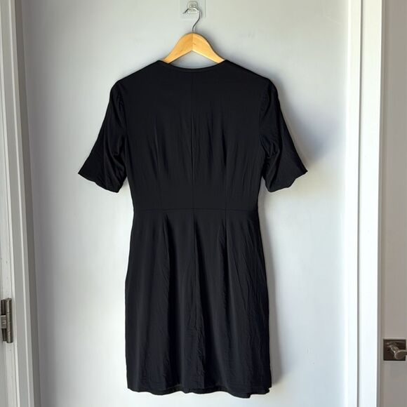 Theory Wool Blend Dress Black Short Sleeve Sheath - Picture 2 of 7